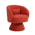 thumbnail image 3 of Swivel Accent Chair with Lumbar Pillow, 360° Swivel Barrel Chairs Armchair with Curved Back and Sturdy Base, Round Comfy Living Room Chairs Reading Sofa Chair for Bedroom, Small Spaces, Office, 3 of 9