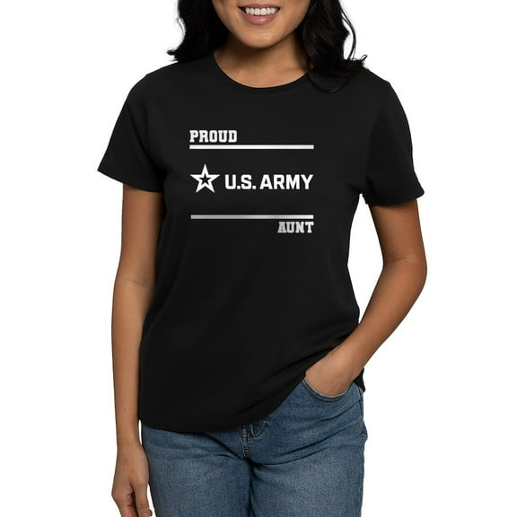 CafePress - Proud Army Aunt White T Shirt - Women's Traditional Fit Dark T-Shirt