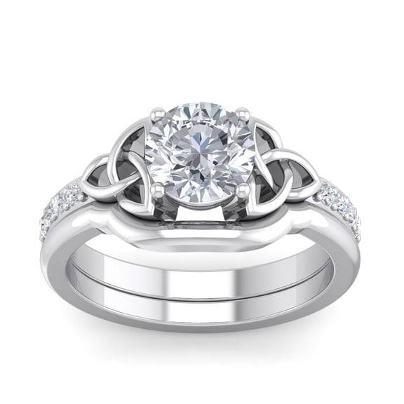 SuperJeweler 1 Carat Lab Grown Diamond Claddagh Bridal Set In 14K White Gold For Women