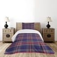 thumbnail image 4 of Ambesonne Plaid Quilted Bedspread Set 2 Pcs, Scottish Country Style, Twin Size, Indigo Purple, 4 of 5