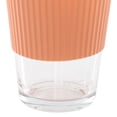 thumbnail image 5 of Mr. Coffee Sip Savvy 4 Piece 15 Ounce Silicone Sleeve Glass Cup Set w/ Lid and Straw in Pink, 5 of 6