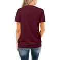 thumbnail image 5 of Gbsyewxs Shirts For Women Crew Neck Short Sleeve Ruffle Solid Color Loose Summer Womens T Shirt Red, 5 of 7