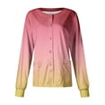 Hkcnichi Nurse Jackets for Women Scrub Long Sleeve Gradient Printed