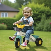Dolu: My First Trike: White, Green, Yellow - Pedal Operated 3 Wheeled Bike, 2 Baskets, Indoor & Outdoor Tricycle, Ride-On Toy, Kids Toddlers Ages 2+