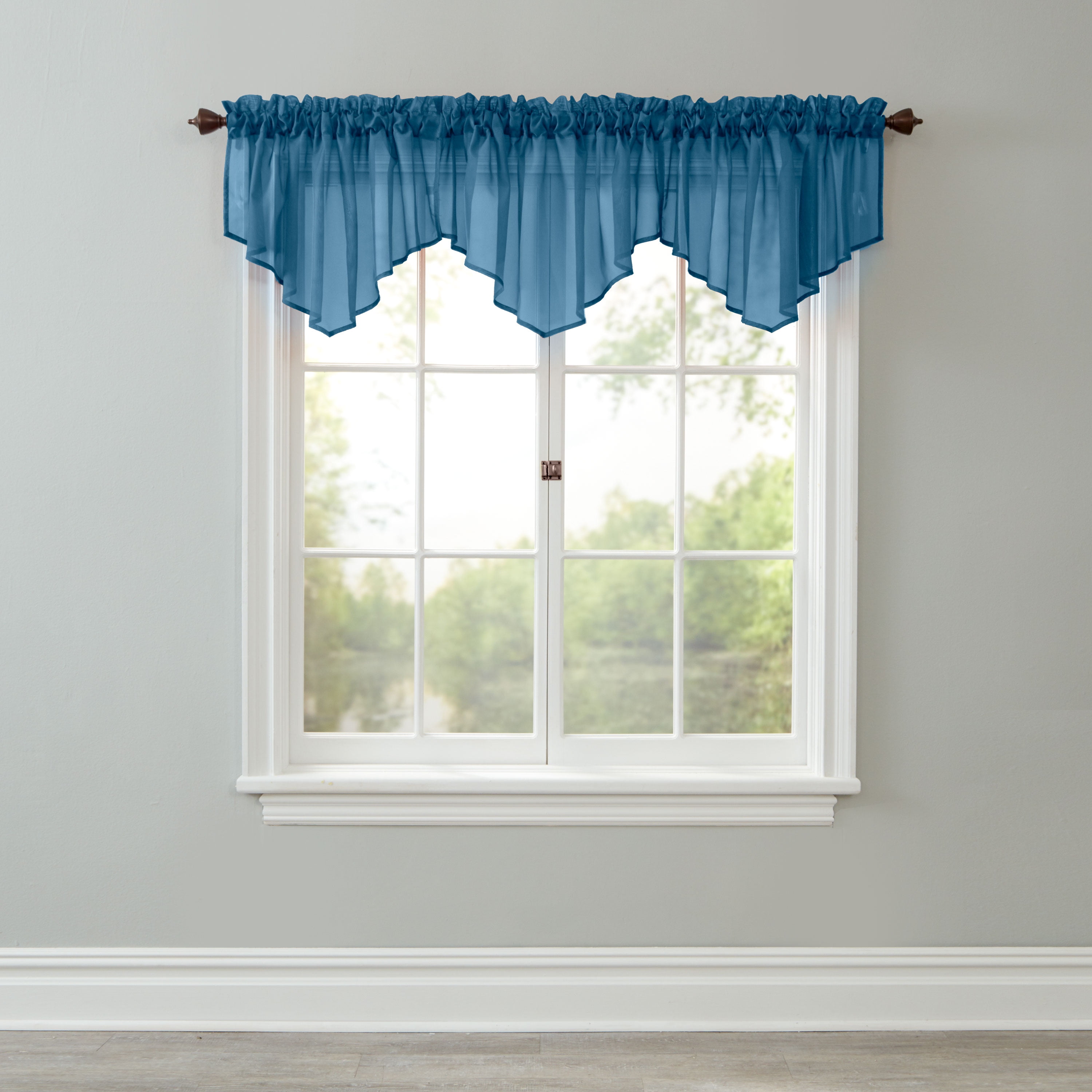 Brylanehome Sheer Voile Ascot Valance, Dark Turquoise Window Curtain ...