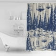 thumbnail image 4 of Small Stall Shower Curtain 36x78 Inch Narrow Half Size Vintage Blue Bath Curtains Bathroom Decor Farmhouse Forest Abstract Art Waterproof Fabric Shower Curtain Set with Hooks 36 Inch, 4 of 6