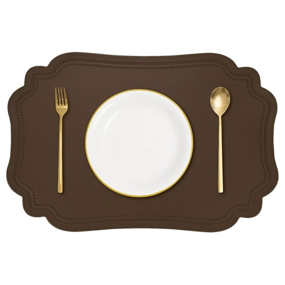 Leather Embossed Placemats, Washable Table Placemats, Brown