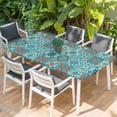 thumbnail image 2 of Retro Middle Century Table Cloths for 3 Foot Rectangle Tables, Rustic Bohemia Style Aztec Blue Patio Waterproof Elastic Fitted Tablecloths, Washable Rectangular Table Cover for Camping, 2 of 8