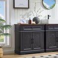 thumbnail image 3 of Black Farmhouse Storage Cabinet with 2 Doors and 1 Drawer, Adjustable Shelf, Freestanding Kitchen Pantry Cabinet, Modern Buffet Sideboard Coffee Bar Cabinet Living Room Bathroom Dining Room, 3 of 16