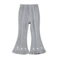 thumbnail image 4 of Gubotare Girls Pants Girls Wide Leg Pants High Elastic Smocked Waist Casual Flowy Cute Long Trousers (Grey,Size 5-6 Years), 4 of 7