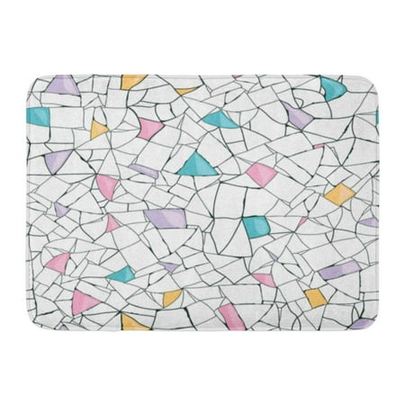 GODPOK Blue Grout Yellow Marble Colorful Mosaic Black Geometric Pink Floor Rug Doormat Bath Mat 23.6x15.7 inch