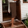 thumbnail image 5 of iHPH7 Linen Capri Pants for Women Casual Trousers Cotton Linen with Pockets Pedal Pushers Knee Length Straight Leg Summer Capris for Women Lightweight Brown L, 5 of 9