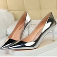 thumbnail image 6 of LNMQLPDBS Fashionable Metal Heel High Heels Metallic High Heel Shoes with Pointed Toes Elegant Gorgeous Closed Pointed Toe Slip On Solid High Heels for Ladies Wedding Dress Shoes, 6 of 9