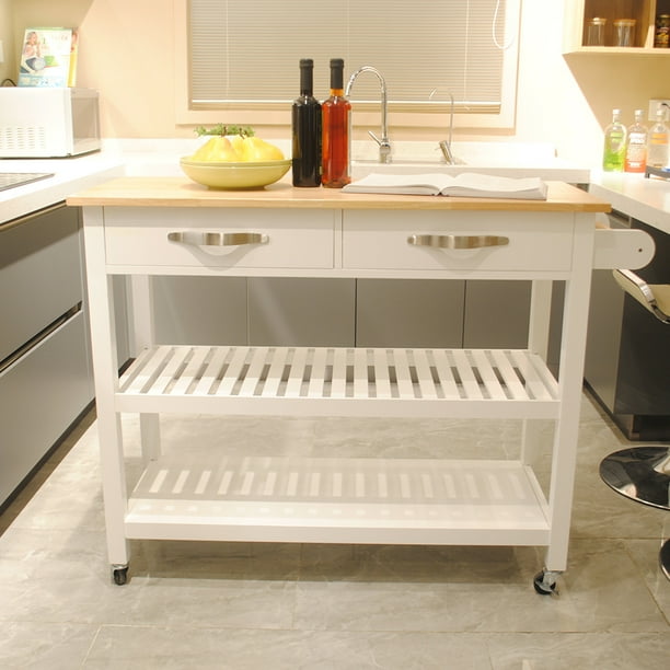 SEVENTH Kitchen Island Cart Trolley on Wheels, Rolling ...