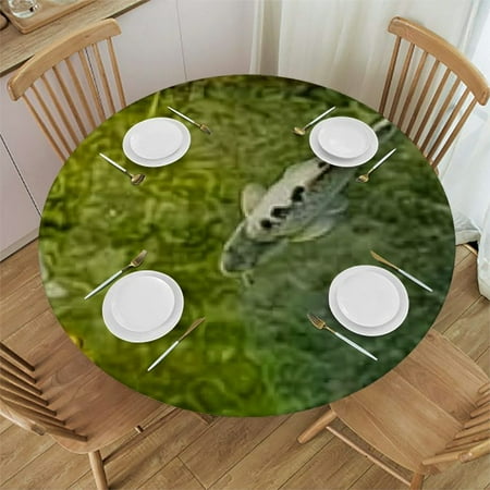 

Sheronv Fish Algae Pond Round Table Cover Stain Resistant Washable Indoor Outdoor Tablecloth Kitchen Dining Wedding Parties 100% Polyester Waterproof for Picnic Dining Kitchen Farmhouse 38 -42