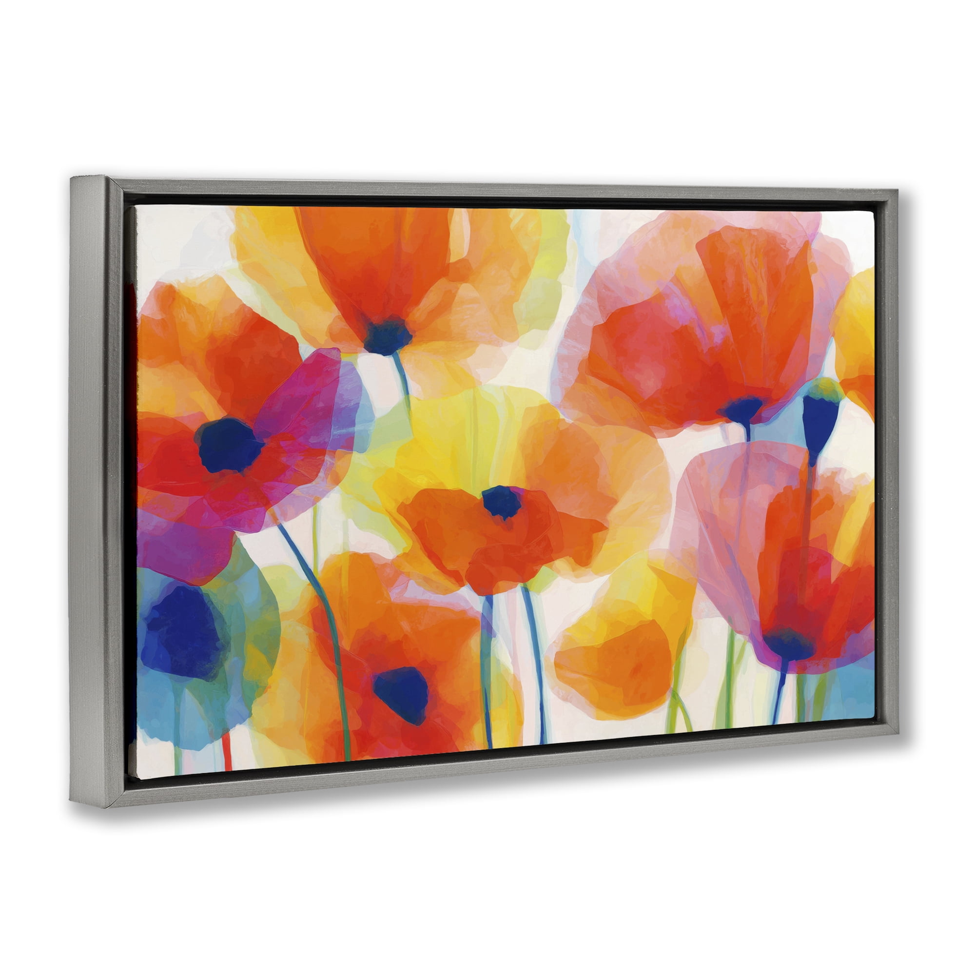 Stupell Industries Poppies At Golden Hour Gray Framed Floater Canvas Wall Art, design by Chromatic Storm Studio