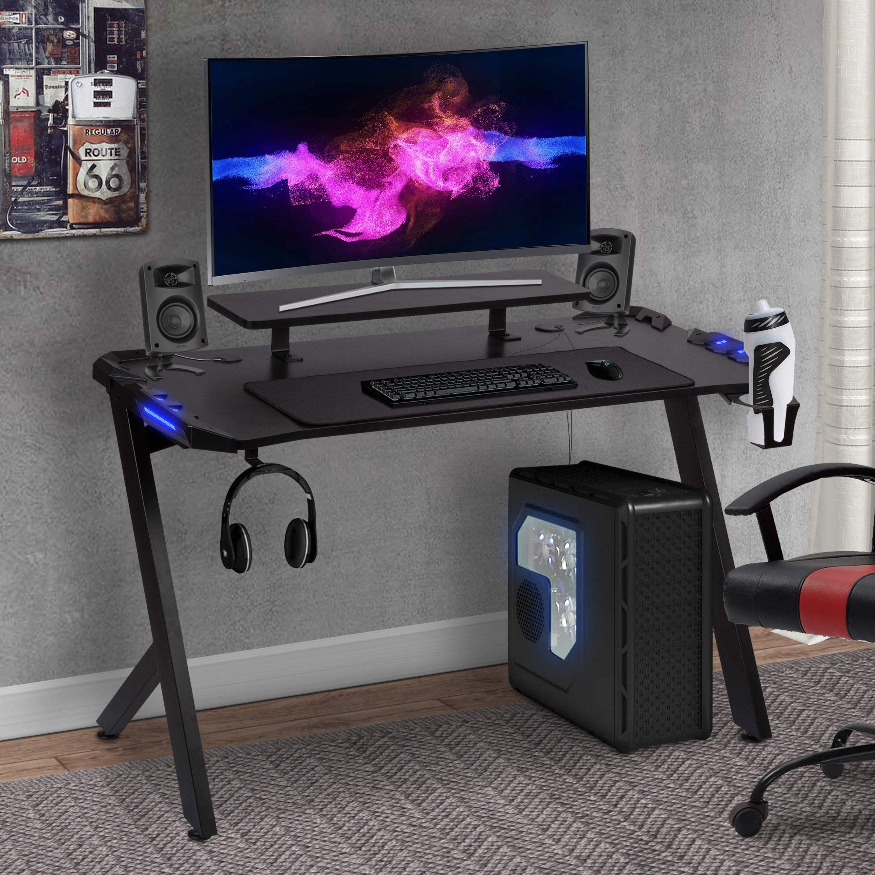 48" Computer Desk, Black (Rshape Leg)
