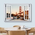 thumbnail image 3 of wall26 Canvas Print Wall Art Window View Sunset San Francisco Golden Gate Bridge Wilderness Nature Photography Realism Scenic Landscape Colorful Multicolor for Living Room, Bedroom, Office - 16x24, 3 of 5