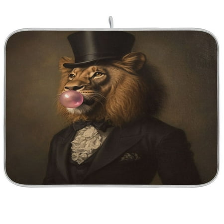 

Dish Drying Mat 16 x 18 Highly Absorbent Microfiber for Dishes Utensils Handsome Lion