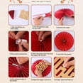 thumbnail image 6 of Party Hanging Paper Fans Set, Red Round Pattern Chinese Characters Paper Garlands Add Atmospheres Home Decoration for Wedding Birthday Events Accessories, Set of 6, 6 of 8