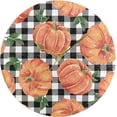 thumbnail image 5 of Round Digital Clock Autumn Pumpkins with Black and White Gingham Pattern Creative Decorative Quiet Not Ticking Clock,Bedroom Living Room Bathroom Kitchen Office Wall Ornament, 10In, 5 of 7