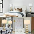 thumbnail image 6 of Set of 2 Modern Gold Table Lamps with 2 USB Charging Ports, 27“ Tall Crystal Bedside Nightstand Lamp with White Fabric Shade, Glass Desk Lamp with Rotary Switch for Living Room Bedroom Office Study, 6 of 14