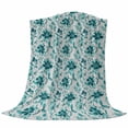 thumbnail image 6 of Aqua Flower Blanket Soft Cozy Warm Throw Blanket for Couch, Plush Fuzzy Flannel Fleece Blankets for Sofa, Country Watercolor Floral Vintage Plant Bed Blankets Lightweight Gifts for Women, 50"x60", 6 of 9