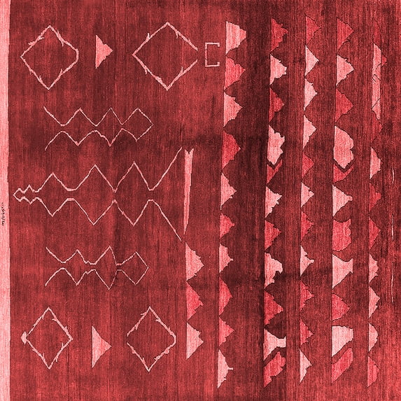 Ahgly Company Indoor Square Oriental Red Industrial Area Rugs, 6' Square