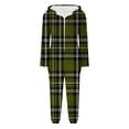 thumbnail image 5 of Women Onesie Pajama Sets Hooded Zipper Graphic Printed Plush Jumpsuit Soft Winter Warm Rompe Sleepwear Pjs Set (XL, Army Green), 5 of 5