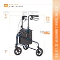thumbnail image 3 of Rhythm Healthcare Rally Lite Aluminum 3-Wheel Folding Walker with Tote, Laser Blue, 3 of 5