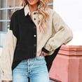 thumbnail image 2 of BLVB Womens Casual Button down Shirt Trendy Color Block Long Sleeve Blouse Tops Loose Fit Ladies Jackets Fall Clothes, 2 of 9