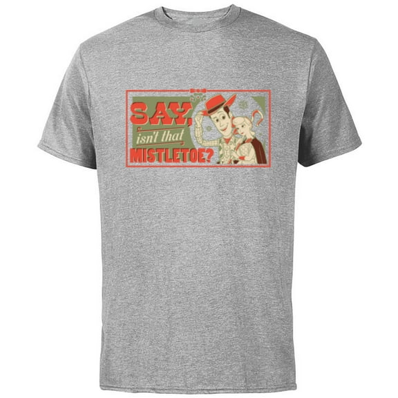 Disney and Pixar’s Toy Story Woody Bo Peep Holiday Mistletoe - Short Sleeve Cotton T-Shirt for Adults - Customized-Athletic Heather