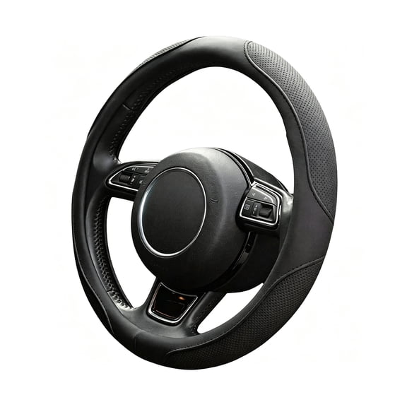 Universal 14.5‑15 Inch Microfiber Leather Steering Wheel Cover, Breathable Anti‑Slip Odorless Steering Wheel Protector, Auto Interior Accessories for Men & Women