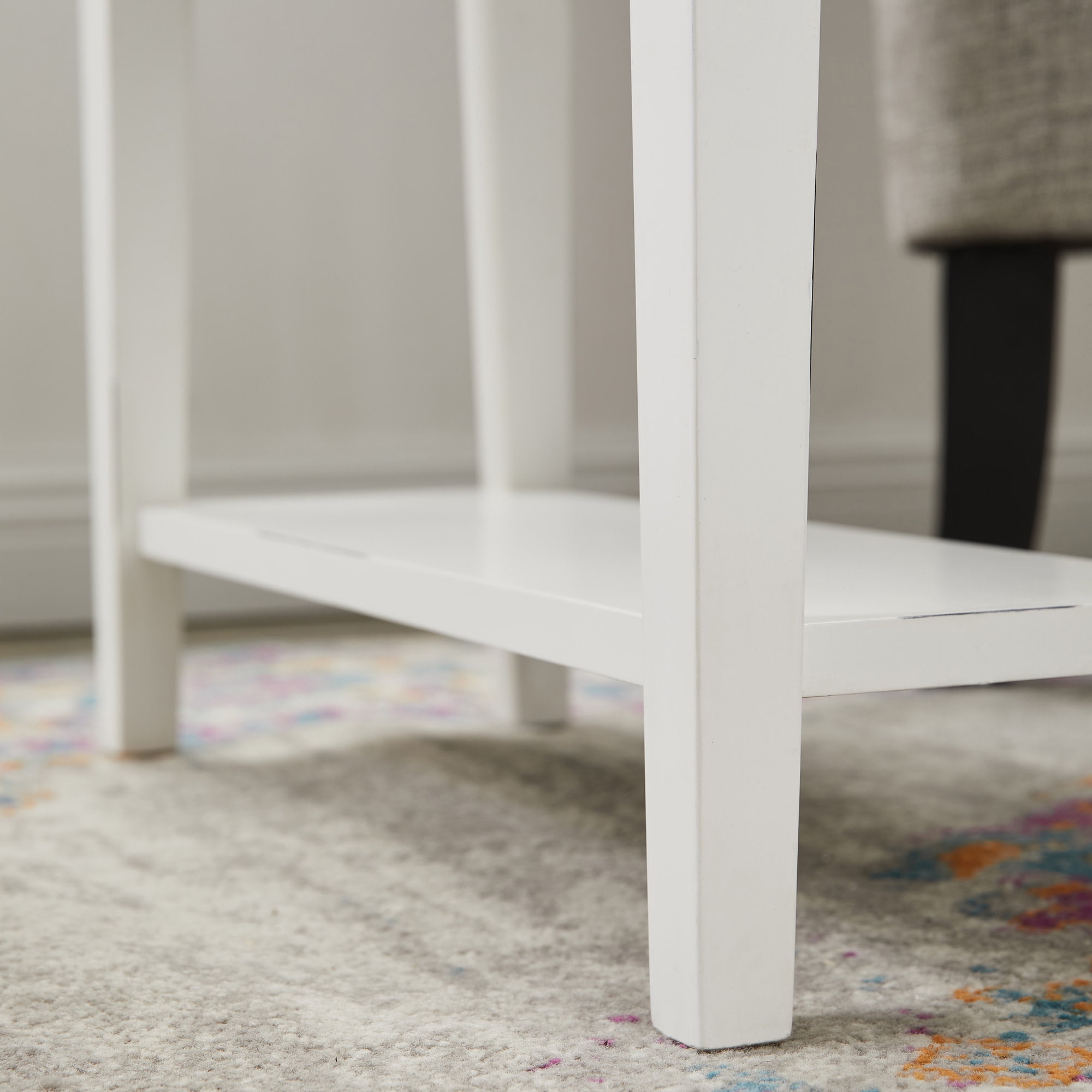 Leick Home Haven Ridge Narrow 1-Drawer End Table with Shelf, Farmhouse White