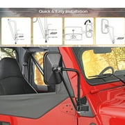 Jeep Side Mirrors Door Off, 8.2 Diagonal Wide Viewing Jeep Mirror, Jeep JK JL CJ YJ Mirrors&Unlimited, Anti-Shake, Wider View Easy-Install Rectangular Door Hinge Mirrors