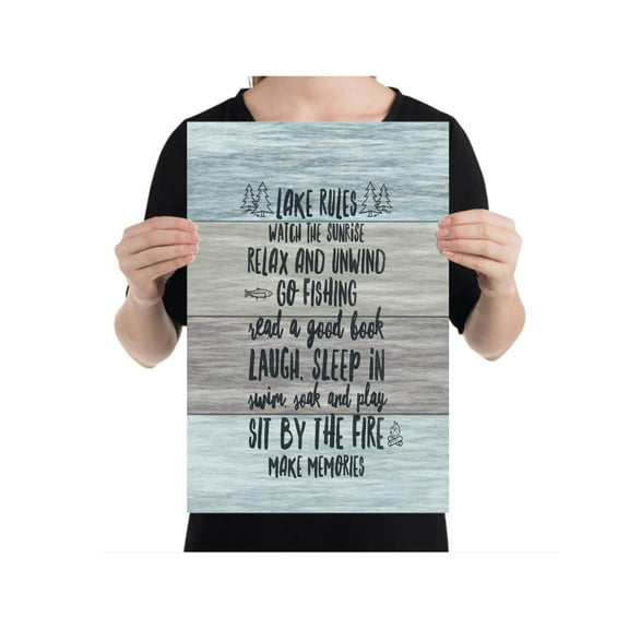 Lake Life Rules Poster - Wall Decor for Cabin Lovers Gift