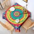 thumbnail image 2 of Colorful Tie Dye Petal Mandala Pattern Square Tablecloth,Waterproof Square Table Cover,Wipeable Spillproof Washable Table Cover for Home Kitchen Party Decor 42"X42"(107x107cm), 2 of 6