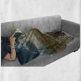 thumbnail image 6 of Train Track Soft Flannel Fleece Throw Blanket, Railroad Goes to Horizon in Sunset Country Rural Themed Dramatic Sky Photo, Cozy Plush for Indoor and Outdoor Use, 60" x 80", Multicolor, by Ambesonne, 6 of 6