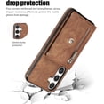 thumbnail image 7 of REQO Phone Case for Samsung Galaxy S24 Plus S24+ 5G Wallet Cover and Tempered Glass Screen Protector with Wrist Crossbody Strap Lanyard Credit Card Holder Stand Cell S24plus 24S + S 24 24+ Women Brown, 7 of 7