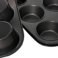 thumbnail image 5 of LYCAQL Nonstick Round Muffin Baking Pan, Baking Sheet Commercial Cup Tart Round Oven Baking Sheet Non Stick Steel Baking Sheet Two Colors 6 Cups, Set of 2, Black, 10.4x7.3x1", 5 of 7