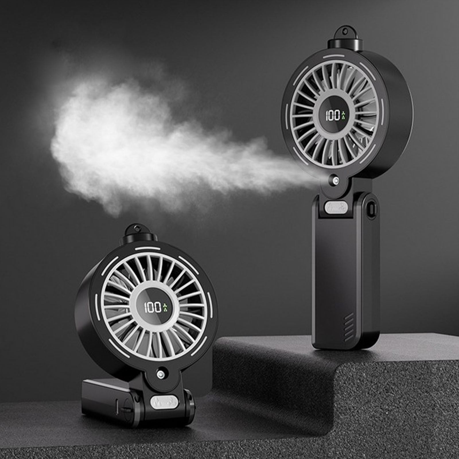 Large Wind Fans Handheld Spray Digital Fan Portable Foldable Desktop High Speed Fan ...