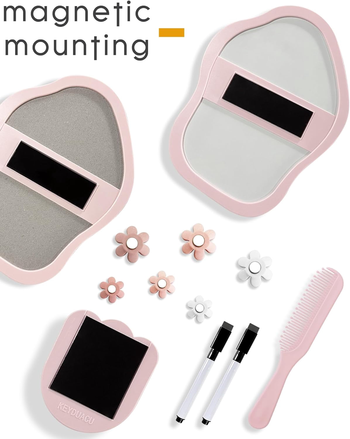 13 pcs Girls Locker Accessories, Locker Decorations Including Mirrors, whiteboards, Magnets and organizing Supplies. Ideal for Back-to-School Essentials and The Office (13 pcs-Pink)