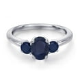 thumbnail image 3 of Gem Stone King 925 Sterling Silver Blue Sapphire Engagement Ring for Women | 1.44 Cttw | Oval 7X5MM | Gemstone September Birthstone | Size 8, 3 of 6
