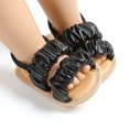 thumbnail image 4 of Xfvqtps Baby Girls Sandals Lightweight Non-Slip PU Prewalker Princess Dress Summer Toddler Soft Bottom Casual Sandals Bowknot Embroidery Cute Shoes Black, 4 of 5