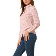 thumbnail image 5 of INSPIRE CHIC Valentine's Day Women's Button Down Shirt Ditsy Floral Long Sleeve Point Collar Office Top S Light Pink, 5 of 9