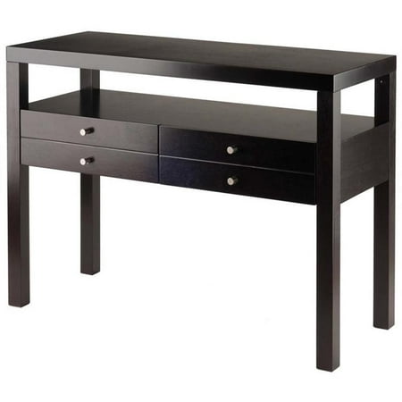 Pemberly Row Transitional Solid Wood Console Table in Espresso