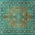 thumbnail image 1 of Ahgly Company Machine Washable Indoor Square Persian Turquoise Blue Traditional Area Rugs, 3' Square, 1 of 4