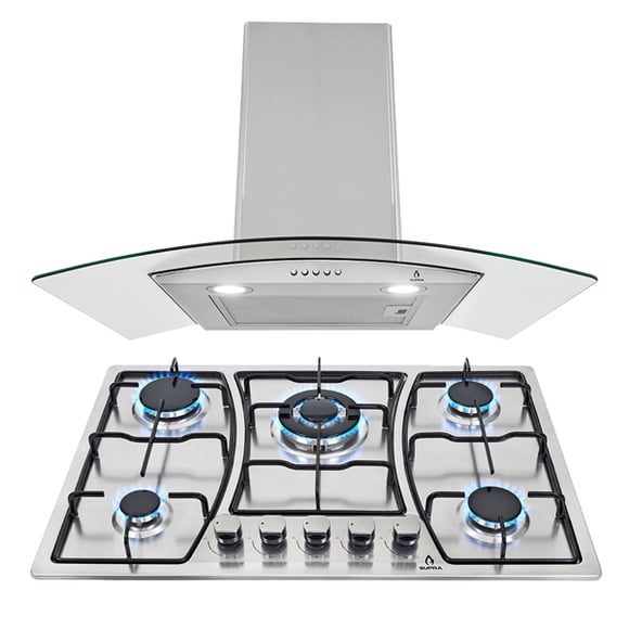 Combo Parrilla de Acero Supra 76 cm y Campana de Pared Peralba Color Acero