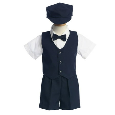 Boys Navy Vest Shorts Easter Ring Bearer Formal Wear Suit 12M-4T