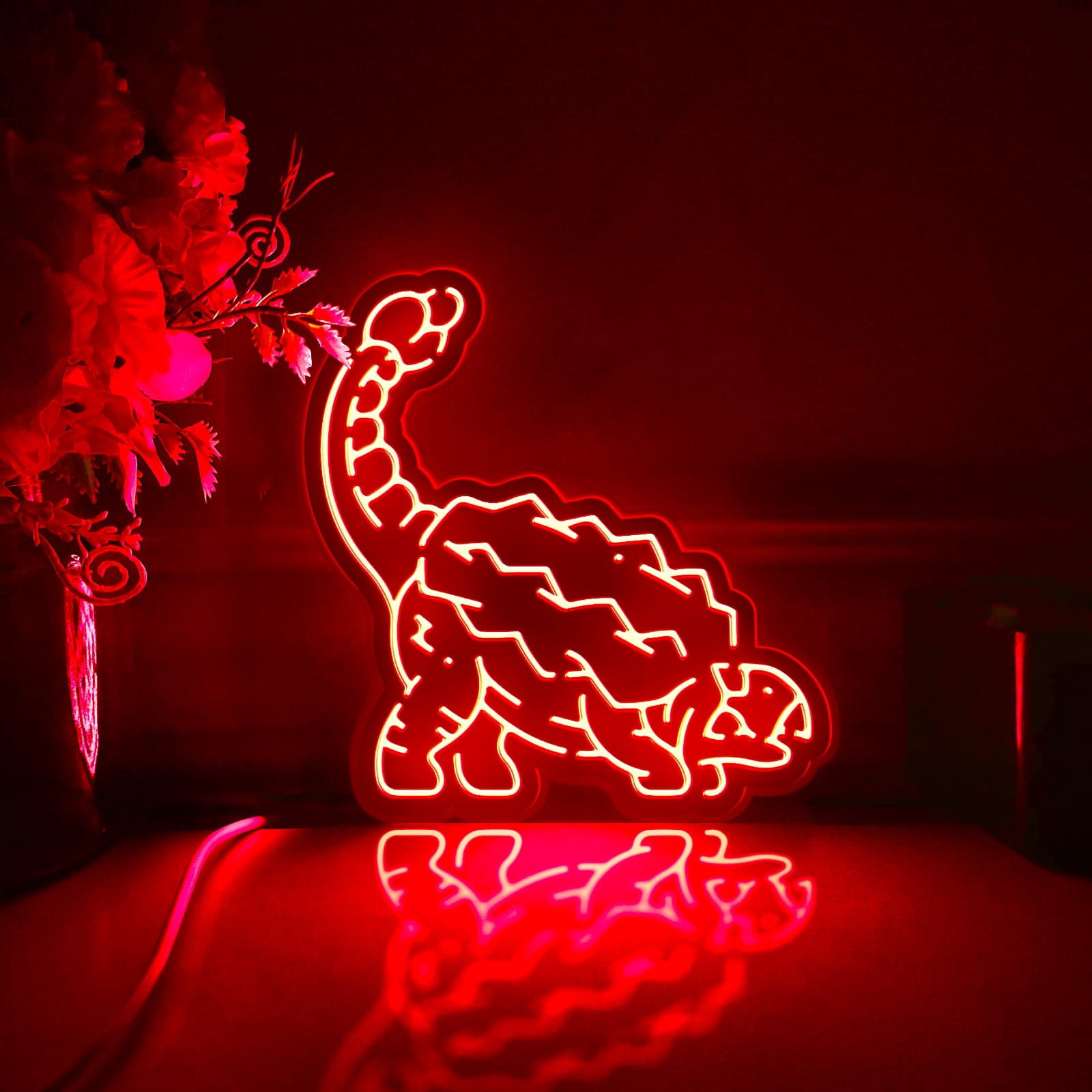 Dinosaur Led Light Box, Dimmable Neon-Like Light Signs USB Power for Wall Decor Bedroom Decoration, Color Flow Effect (WxH) 16"x16"